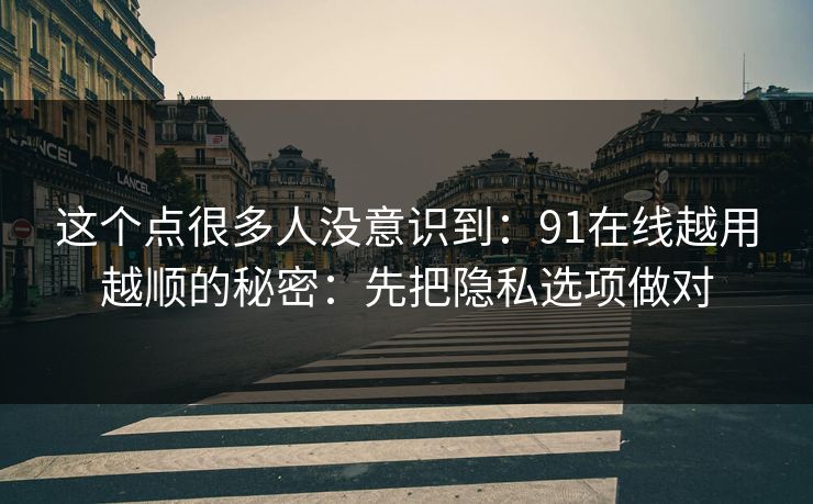 这个点很多人没意识到:91在线越用越顺的秘密:先把隐私选项做对