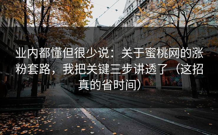 业内都懂但很少说:关于蜜桃网的涨粉套路,我把关键三步讲透了(这招真的省时间)