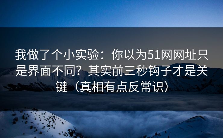 我做了个小实验：你以为51网网址只是界面不同？其实前三秒钩子才是关键（真相有点反常识）