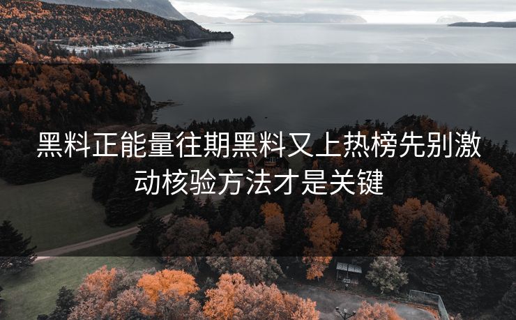 黑料正能量往期黑料又上热榜先别激动核验方法才是关键